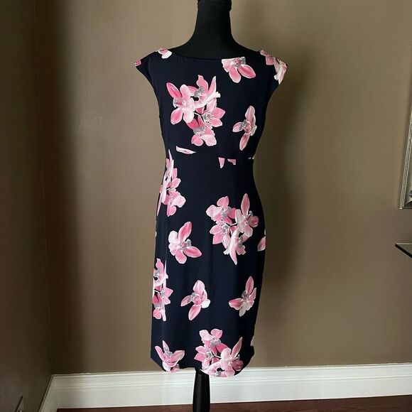 Connected Apparel Faux Wrap Floral Dress - Picture 3 of 4